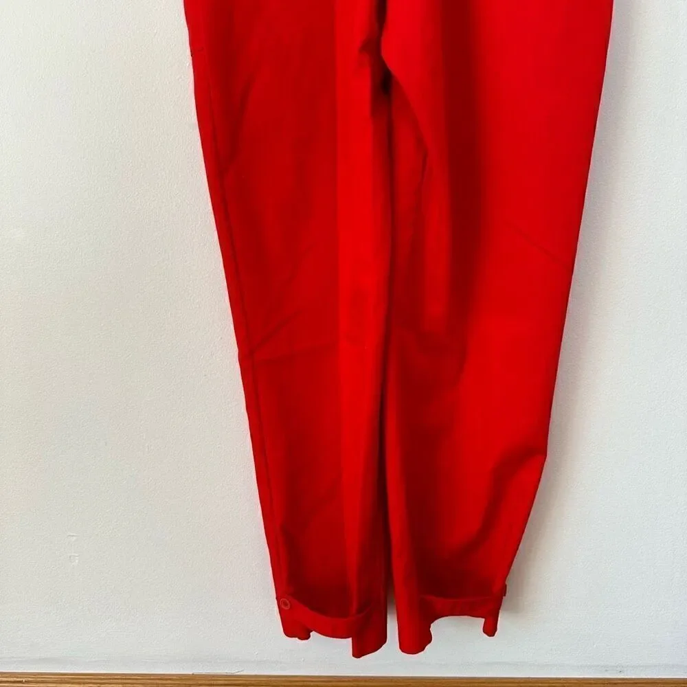 Vintage 1900s Lerner Red Twill Long Sleeve Button Front Tapered Leg Red Boiler J